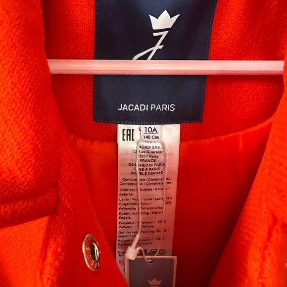 Jacadi Vibrant Red Pea Coat - Picture 3 of 6